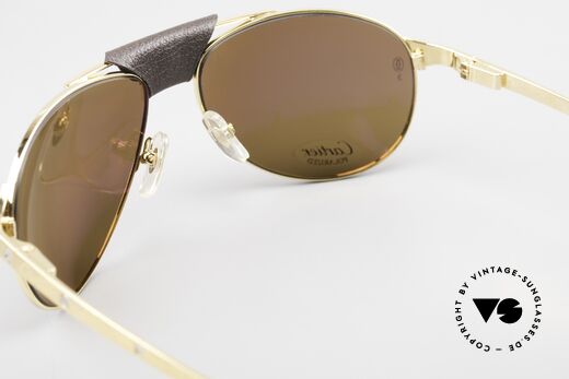 Cartier Santos Dumont Pilot Shades Leather Bridge, unworn original from 2008 with full orig. packaging, Made for Men