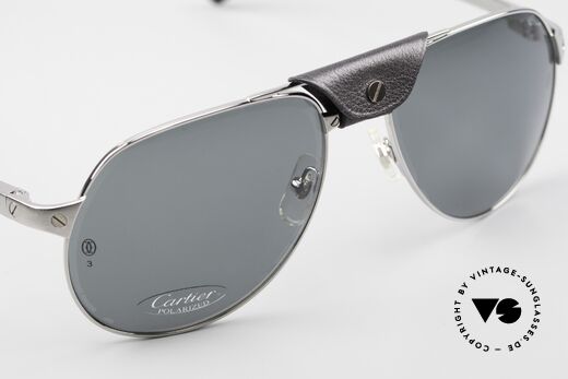 Cartier Santos Dumont Aviator Shades Leather Bridge, unworn original from 2010 with full orig. packaging, Made for Men