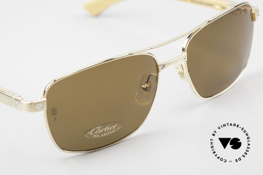 Cartier Santos De Cartier Wood Frame Pilot Polarized, unworn original from 2010 with full orig. packaging, Made for Men