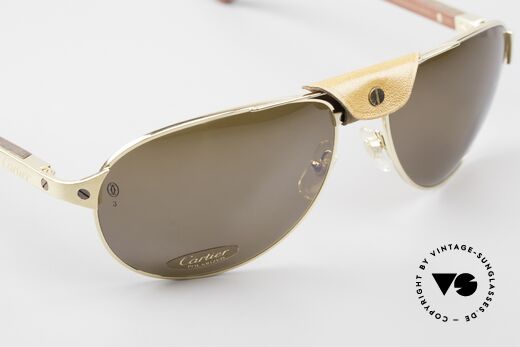 Cartier Santos Dumont Polarized Wood And Leather, unworn original from 2008 with full orig. packaging, Made for Men