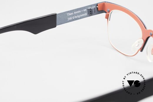 Theo Belgium Trente Unisex Designer Specs, lens height 32mm; therefore for progressive lenses, Made for Men and Women