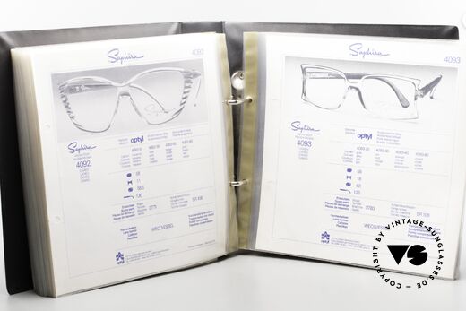 Optyl Catalog Saphira Eyewear Info For Professionals, this old catalog contains the SAPHIRA collection, Made for Men and Women