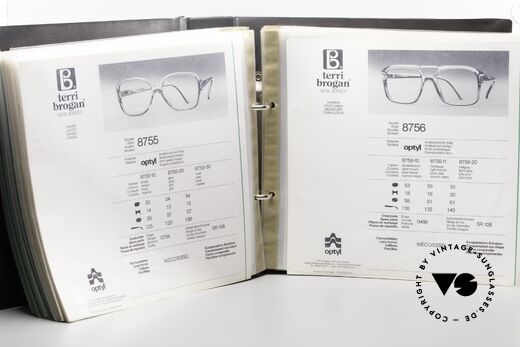 Optyl Catalog Terri Brogan Eyewear Details 1980's, this catalog contains the Terri Brogan collection, Made for Men and Women