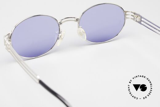 Jean Paul Gaultier 57-5107 Oval Vintage Sunglasses, blue CR39 plastic sun lenses (100% UV protection), Made for Men and Women