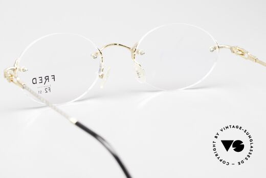 Fred Fidji F2 Rimless Vintage Frame Oval, unworn 90's rarity, new old stock; comes with a Fred case, Made for Men and Women