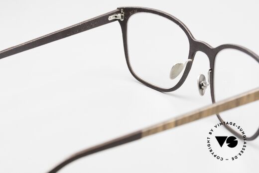 Lucas de Stael Nemus Thin 09 Luxury Frame Wood Leather, color code 06 means: Walnut + Dark Brown Cow Leather, Made for Men and Women