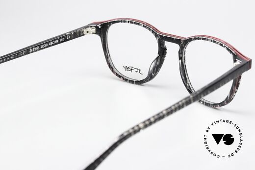 JF Rey JF1398 Ladies Frame Panto Style, here is a ladies model: gray pattern with pink stripes, Made for Women