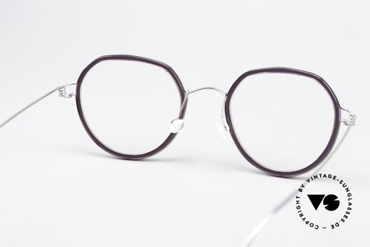 Lindberg Gillian Air Titan Rim Shiny Silver & Dark Violet, orig. Lindberg DEMO lenses can be replaced optionally, Made for Women