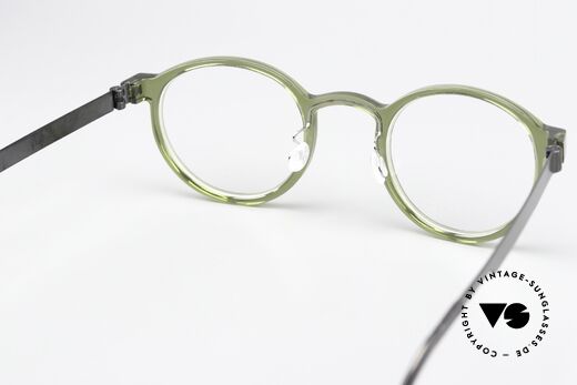 Lindberg 1014 46 Acetanium Green Gray Panto Glasses, unworn designer piece with an original Lindberg case, Made for Men and Women