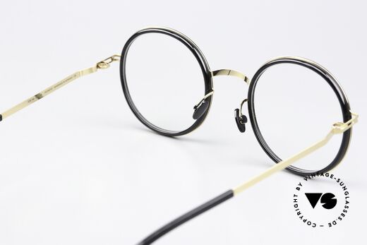 Mykita Meja Round Glasses Black Gold, frame can be glazed with prescriptions or sun lenses, Made for Men and Women