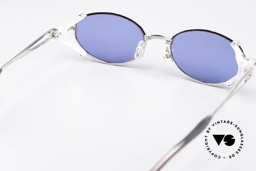 Jean Paul Gaultier 56-0035 Oval 90's Titanium Shades, with blue tinted sun lenses (for 100% UV protection), Made for Men and Women