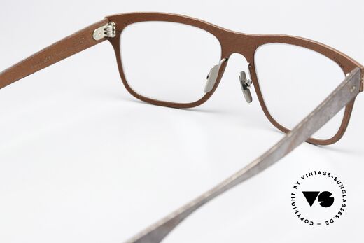 Lucas de Stael Stratus Thin 10 Frame With Leather Cover, color code 04: Magma slate / Medium brown cow leather, Made for Men