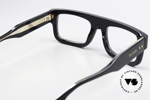 Gucci GG1085O Thick Black Frame Gold Logo, frame can be fitted with any lenses (varifocal), Made for Men