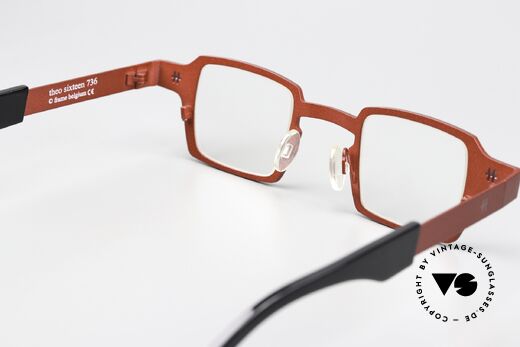 Theo Belgium Sixteen Titanium Frame Red Metallic, lens height 30mm = suitable for progressive lenses, Made for Women