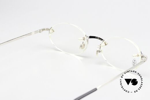 Cartier T-Eye Oval Platinum-Plated Glasses, lens size (gliding lens) can be changed if needed, Made for Men and Women