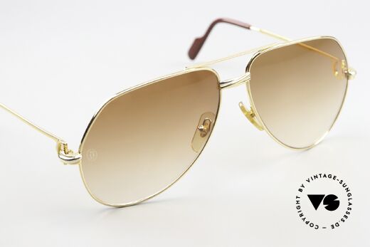 Cartier Vendome Solid Gold - L 18kt Solid Gold Sunglasses 80's, precious ORIGINAL in LARGE size 62-14, 130 + packaging, Made for Men