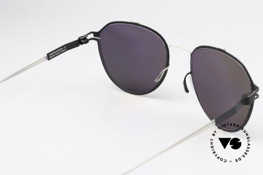 Mykita Harris Silver Black Mirror Sunnies, innovative flexible frame construction: one size fits all, Made for Men and Women
