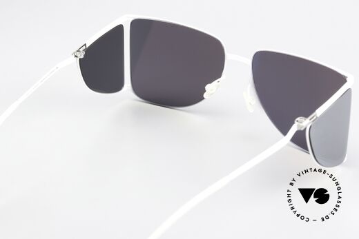 Mykita Helmut Lang HL002 White Silver Flash Mirrored, silver-mirrored sun lenses with 100% UV protection, Made for Men and Women