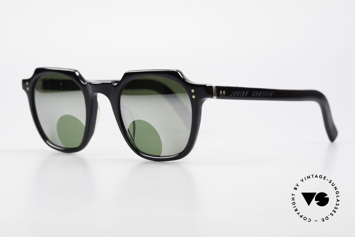 Jean Paul Gaultier 58-0071 Mirrored Lenses With Peephole, massive black frame & gold hinges (high-end quality), Made for Men and Women