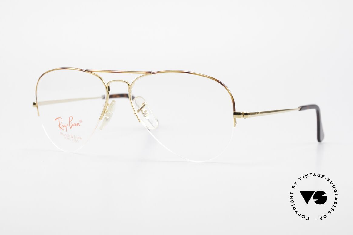 Ray Ban Aviator Half Rimless Frame Tortuga, vintage Ray-Ban eyeglass-frame of the 1980's, Made for Men and Women