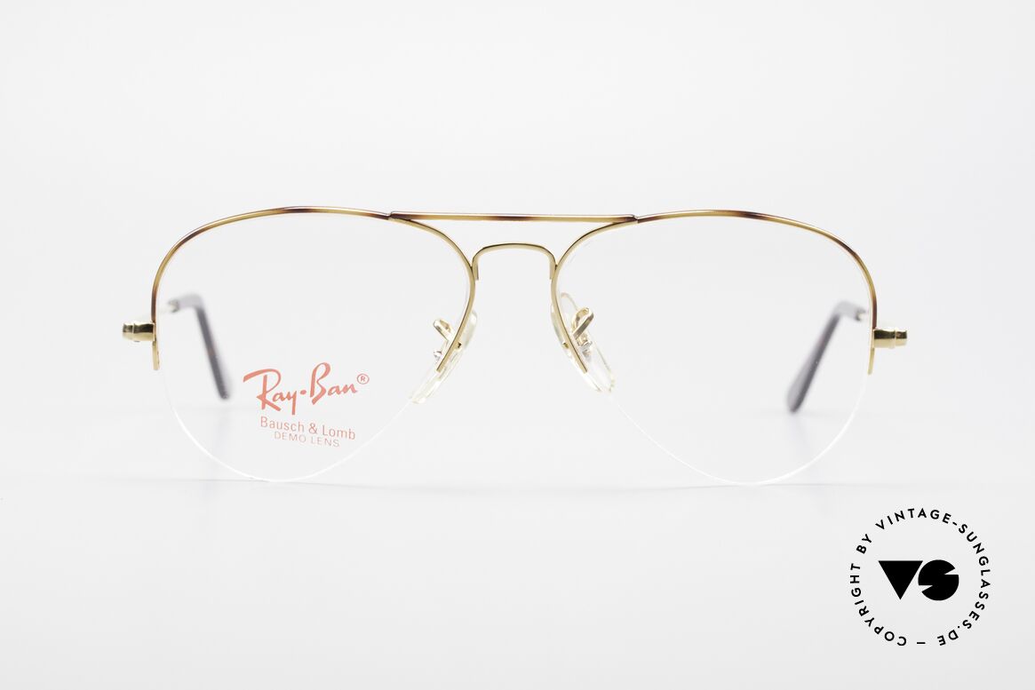 Ray Ban Aviator Half Rimless Frame Tortuga, vintage Ray-Ban eyeglass-frame of the 1980's, Made for Men and Women
