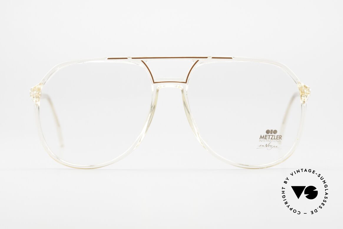 Metzler 0663 80's En Vogue Eyeglasses, crystal frame with brown stripes around the bridge, Made for Men