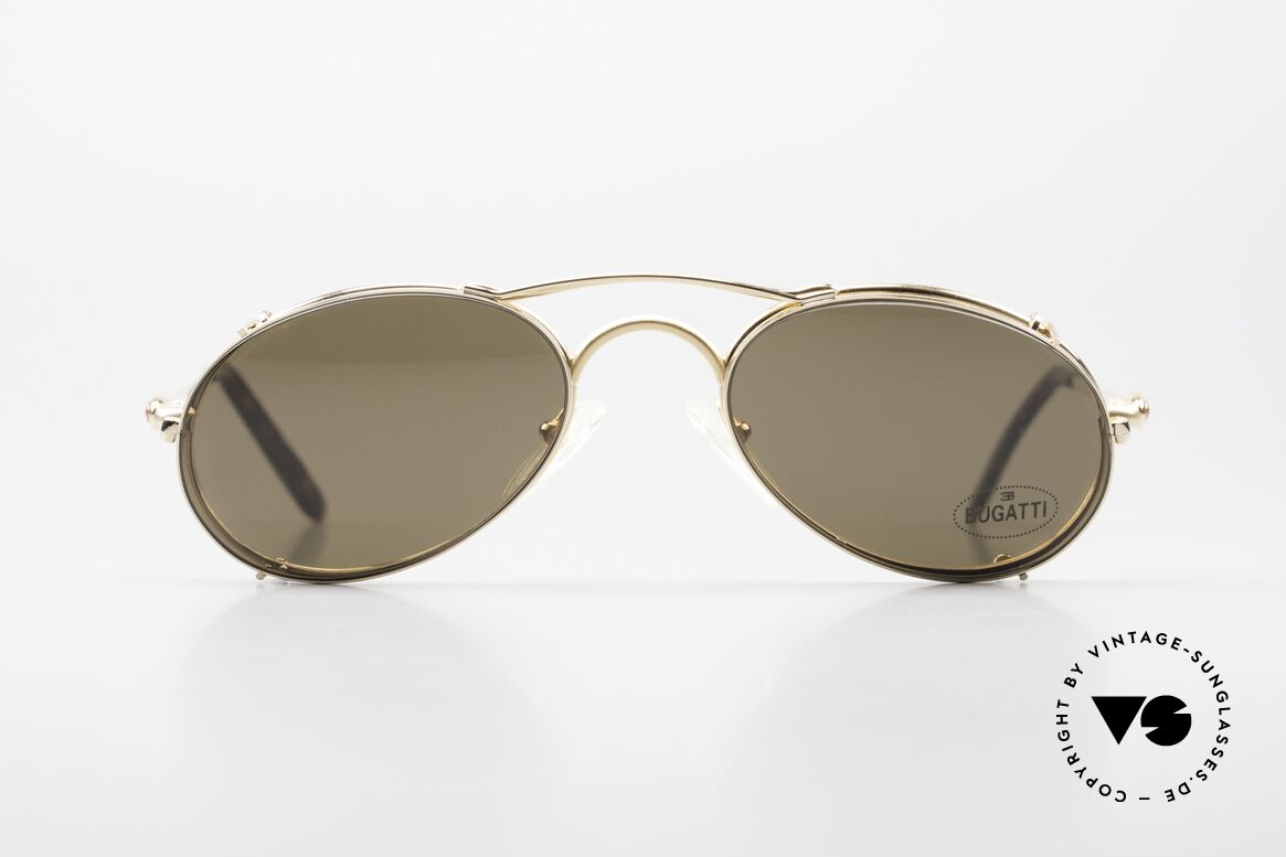Bugatti 23407 Men's Eyeglasses With Clip On, unworn (like all our rare vintage Bugatti eyewear), Made for Men