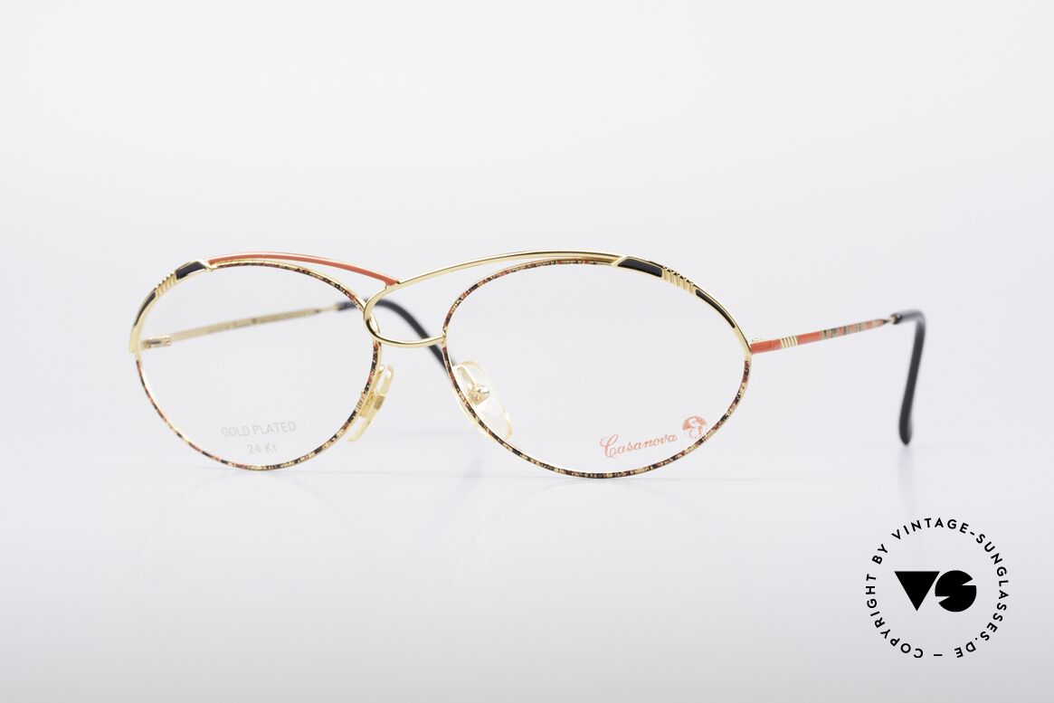 Casanova LC13 24kt Gold Plated Glasses, glamorous CASANOVA eyeglass-frame from around 1985, Made for Women