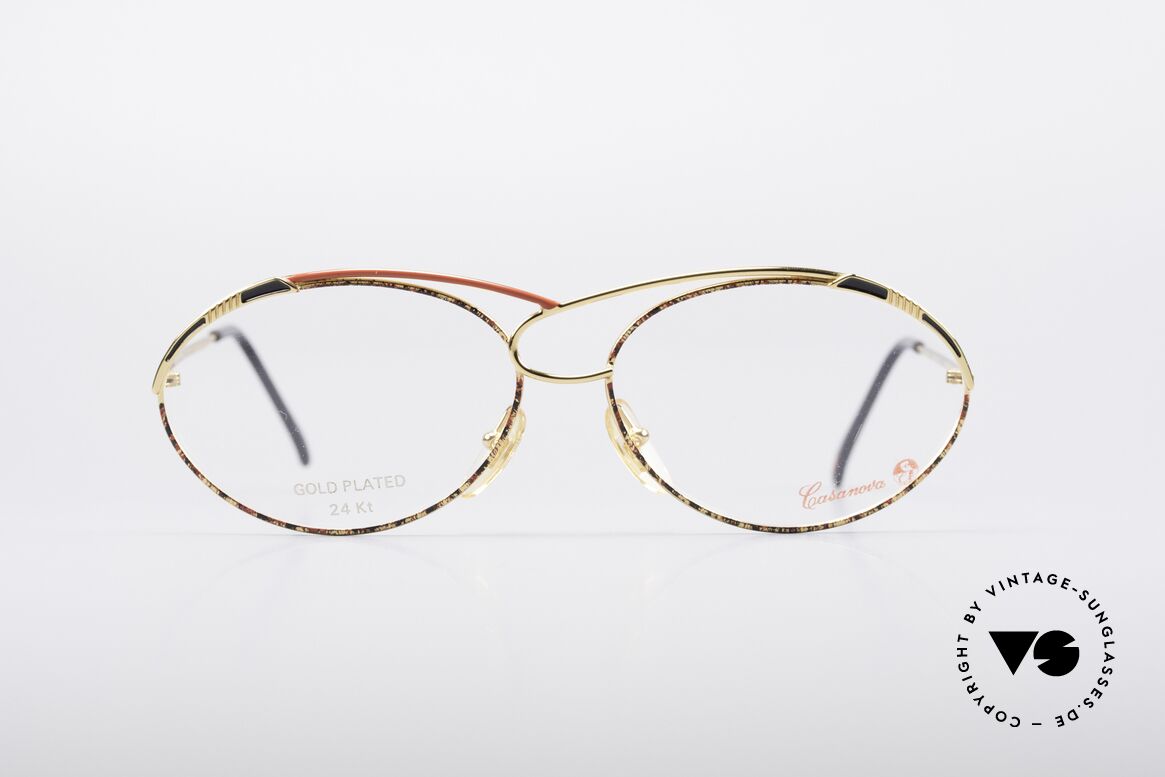 Casanova LC13 24kt Gold Plated Glasses, glamorous CASANOVA eyeglass-frame from around 1985, Made for Women
