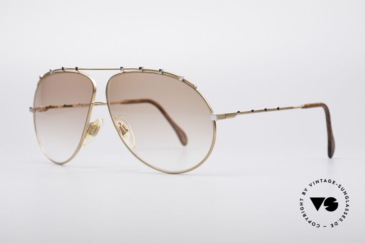 Zollitsch Marquise Rare Vintage Frame, stylish gold designer piece with small silver rivets, Made for Men