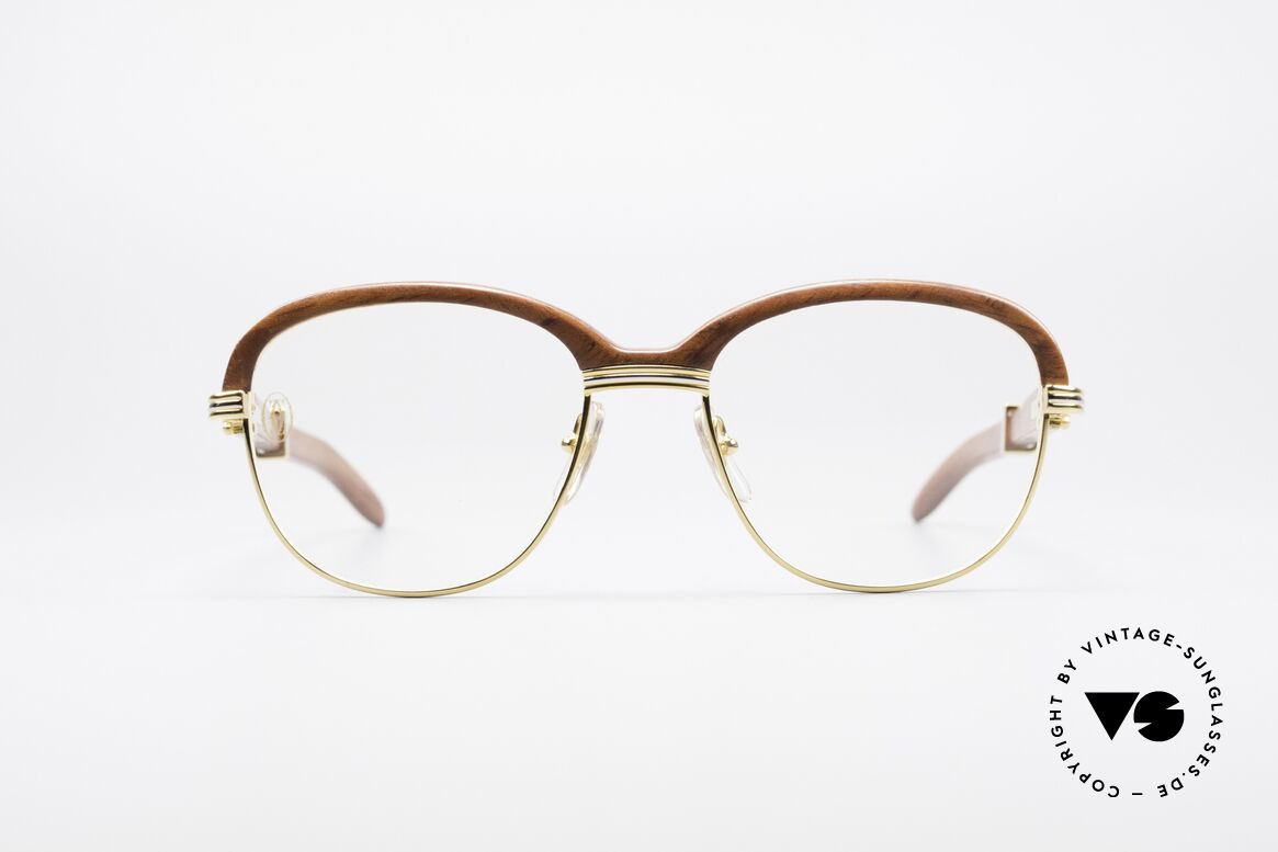 Cartier Malmaison Bubinga Precious Wood, precious CARTIER vintage eyeglass-frame from 1990, Made for Men and Women
