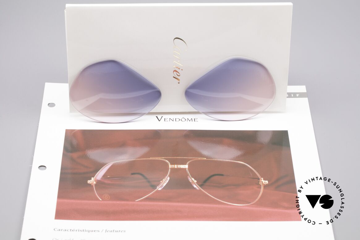 Cartier Vendome Lenses - L Sun Lenses Blue Pink Gradient, fancy tint = gradient from sky-blue (baby-blue) to pink, Made for Men