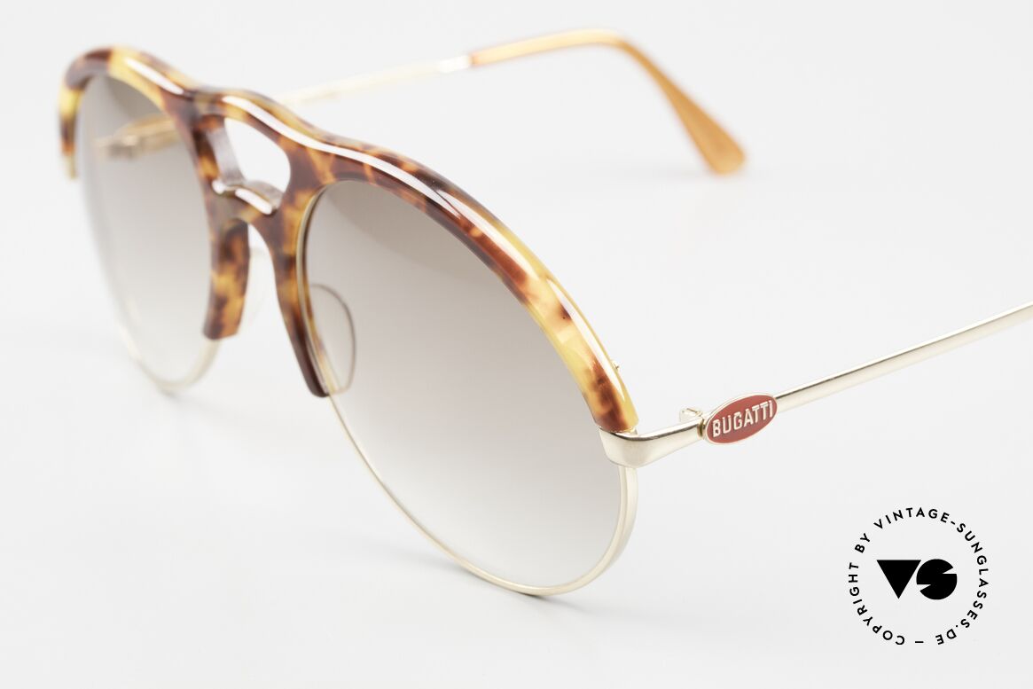Bugatti 64900 Tortoise Optic 80's Glasses, sought-after collector's item with gold-plated metal, Made for Men
