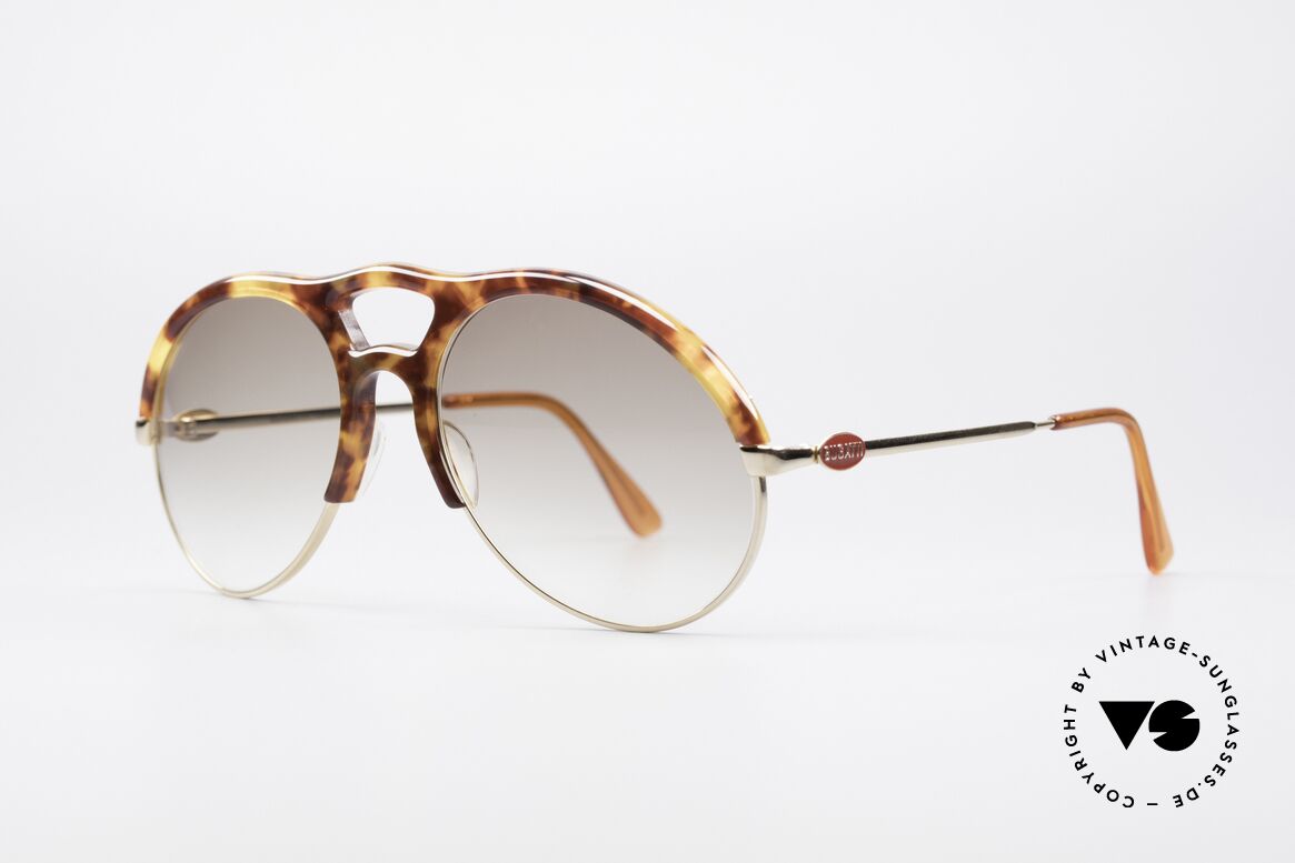 Bugatti 64900 Tortoise Optic 80's Glasses, sun lenses with a brown-gradient tint; 100% UV prot., Made for Men