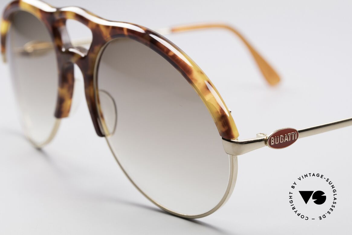 Bugatti 64900 Tortoise Optic 80's Glasses, sought-after collector's item with gold-plated metal, Made for Men