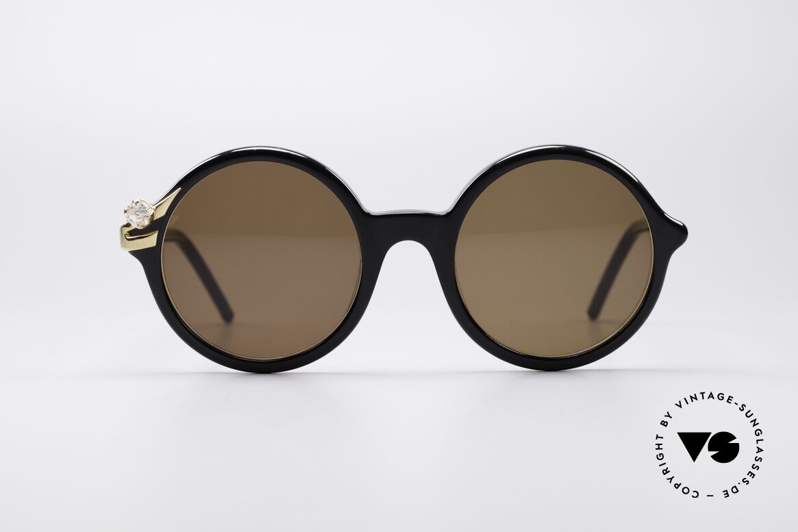 Ferre GFF 37 Gemstone Sunglasses, glamorous round VINTAGE sunglasses with a big gem, Made for Women