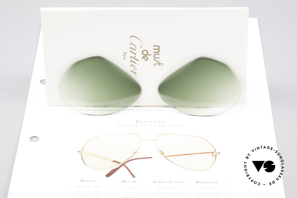 Cartier Vendome Lenses - L Green Gradient Sun Lenses, elegant green-gradient tint (wearable at day and night), Made for Men
