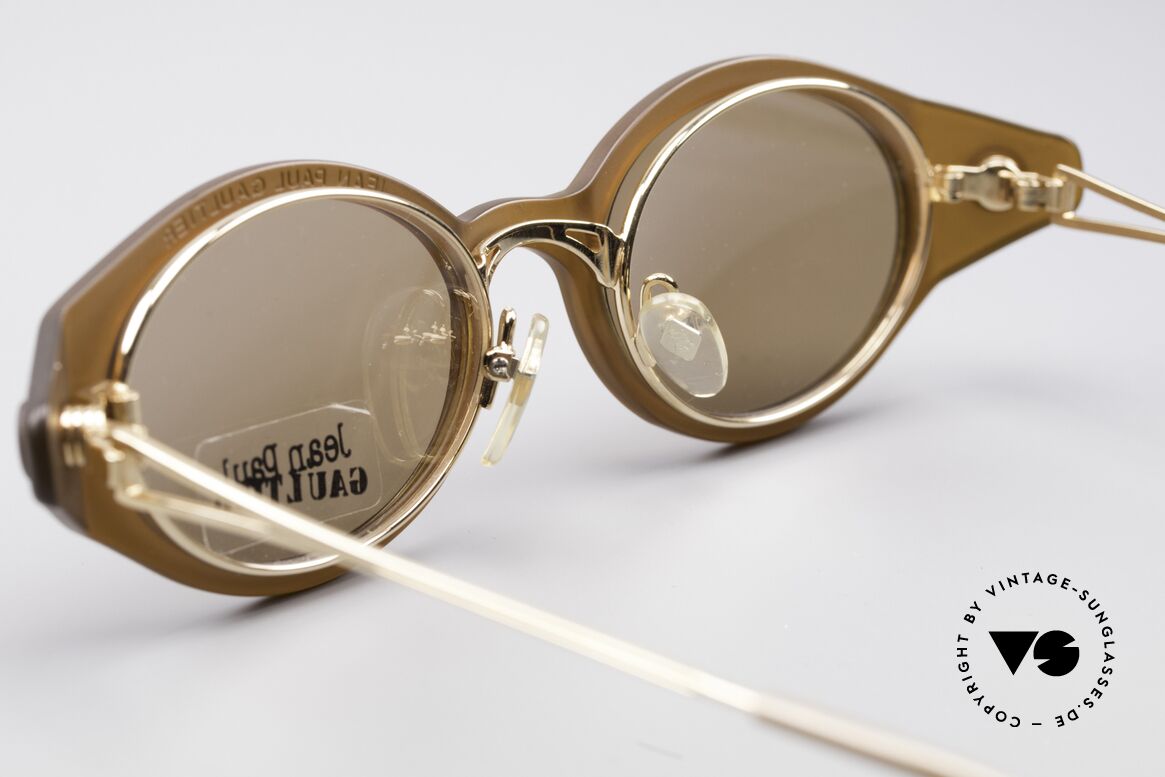 Jean Paul Gaultier 56-7202 Oval Frame With Sun Clip, unworn NOS (like all our vintage 90's designer specs), Made for Men and Women