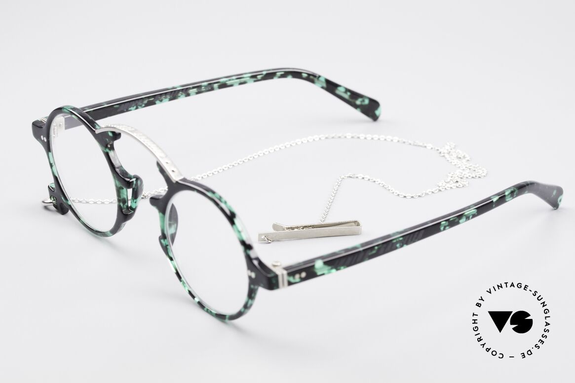 Jean Paul Gaultier 58-0271 90's Steampunk Eyeglasses, with a removable metal chain as fancy gimmick, Made for Men and Women