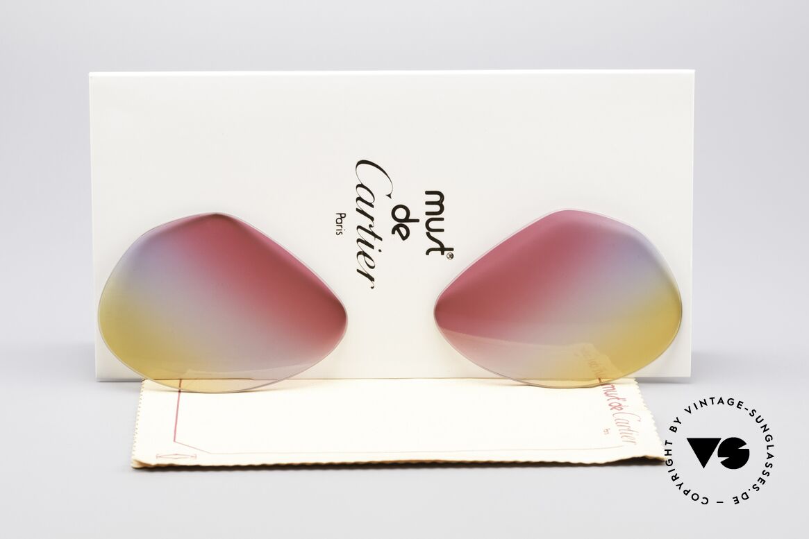Cartier Vendome Lenses - L Tricolored Sunrise Lenses, replacement lenses for Cartier mod. Vendome 62mm size, Made for Men and Women