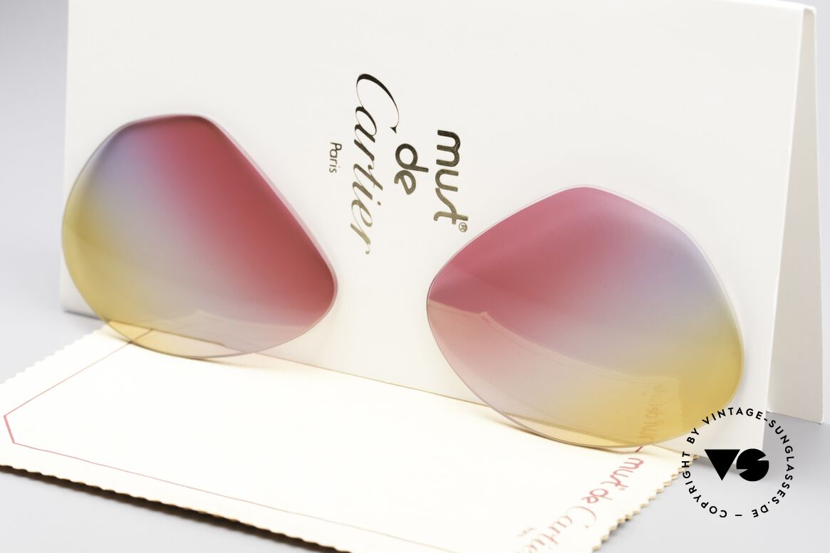 Cartier Vendome Lenses - L Tricolored Sunrise Lenses, new CR39 UV400 plastic lenses (for 100% UV protection), Made for Men and Women