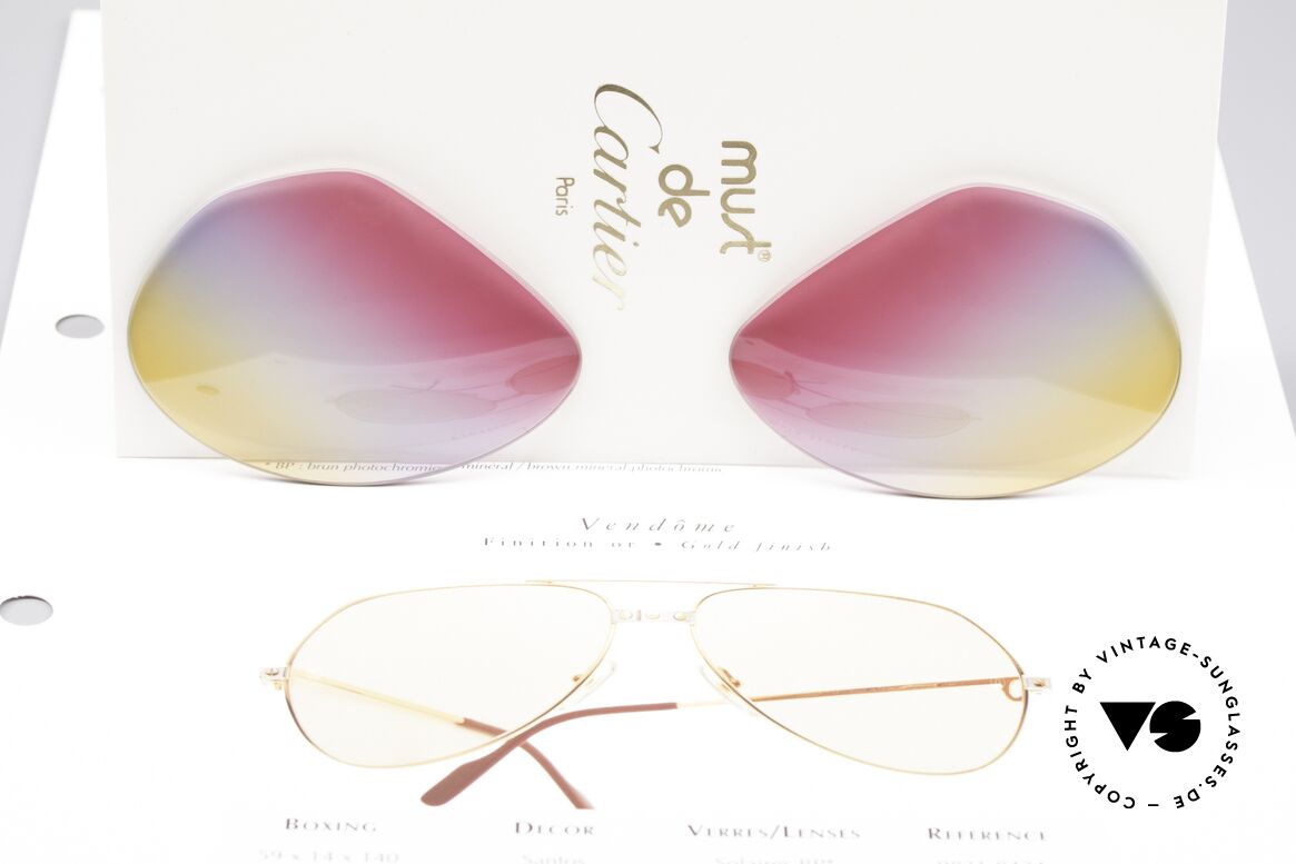 Cartier Vendome Lenses - L Tricolored Sunrise Lenses, TRICOLOR gradient: the triple tint looks like a sunrise, Made for Men and Women