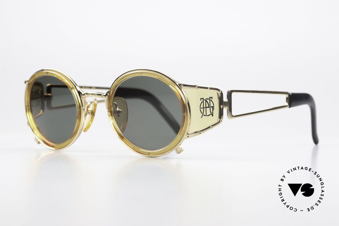 Jean Paul Gaultier 58-6201 Steampunk Vintage Shades, very creative frame: high-end quality (made in Japan), Made for Men and Women