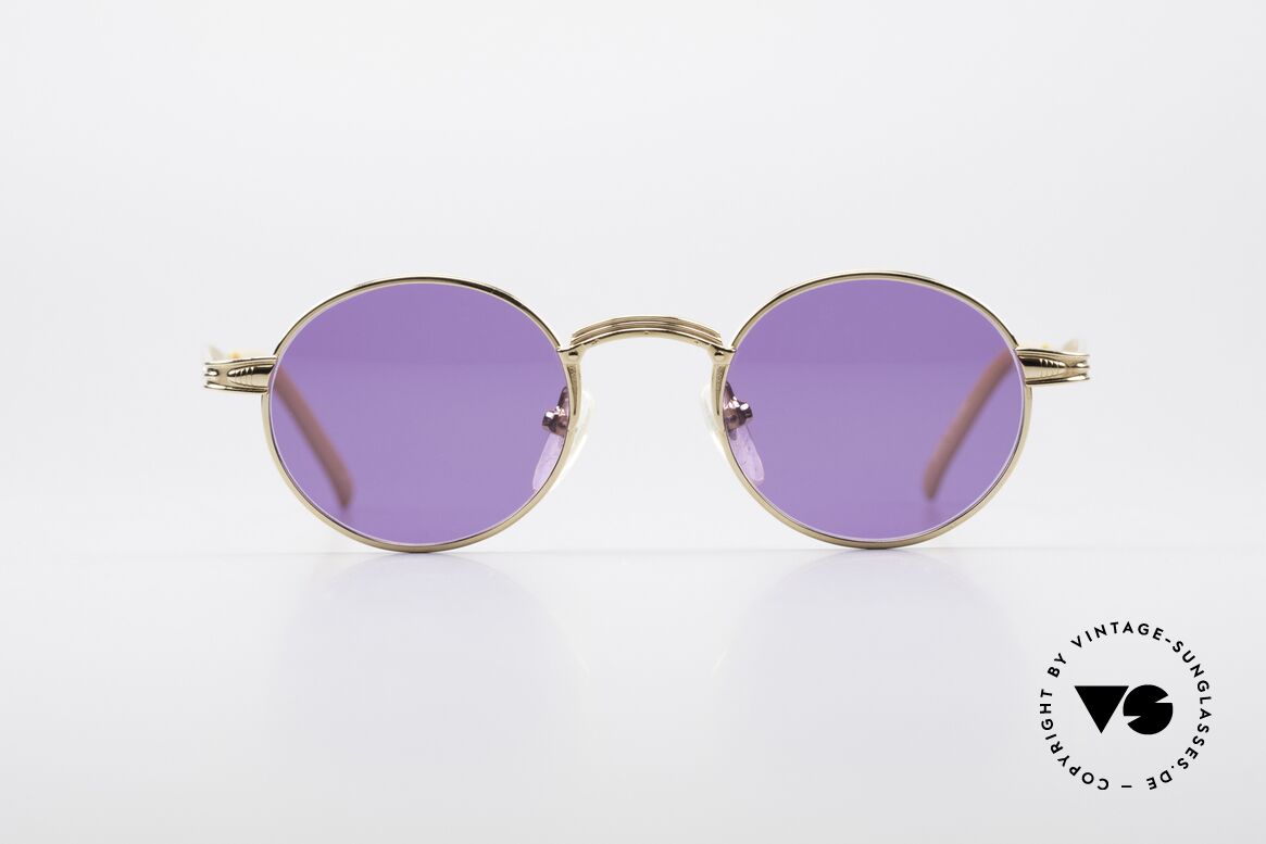 Jean Paul Gaultier 55-7107 90's Round JPG Gold Plated, GP: gold-plated metal frame; in medium size 46/20, Made for Men and Women