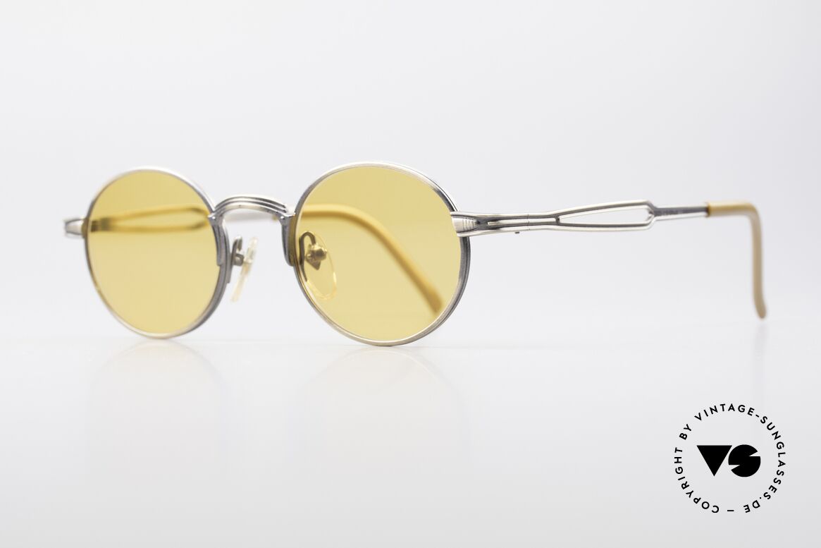 Jean Paul Gaultier 55-7107 Round Vintage Sunglasses, fancy orange sun lenses (also wearable at night), Made for Men and Women