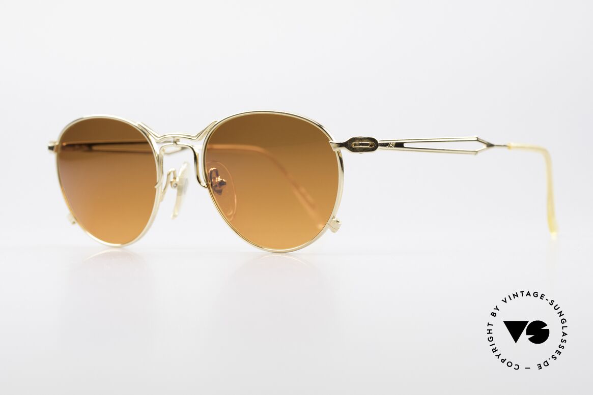 Jean Paul Gaultier 55-2177 Gold Plated Designer Frame, the sun lenses are tinted like a sunset (auburn gradient), Made for Men and Women