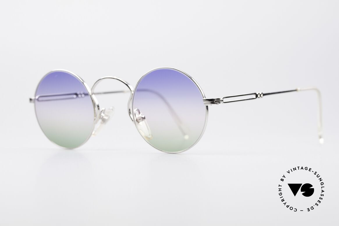 Jean Paul Gaultier 55-0172 Round Designer Sunglasses, high-class shiny frame finish (silver chrome-plated), Made for Men and Women