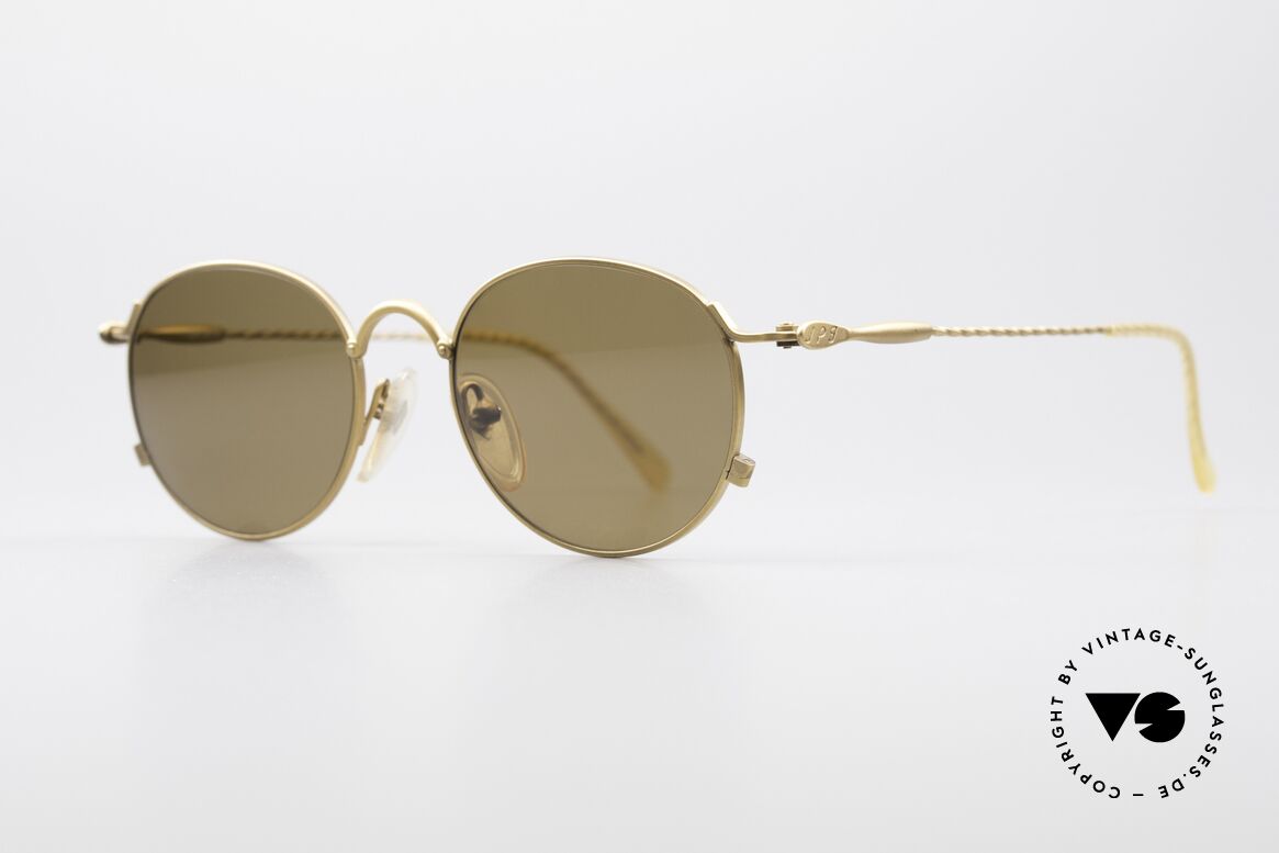 Jean Paul Gaultier 55-2172 Vintage Round JPG Sunglasses, matt gold JPG frame in high-end quality; vertu, Made for Men and Women