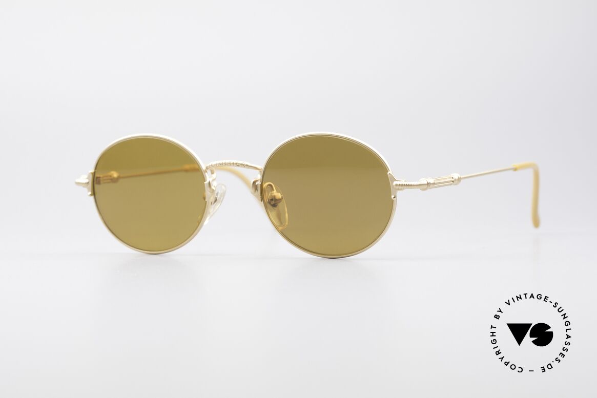 Jean Paul Gaultier 55-6109 Gold Plated Polarized Shades, small round vintage shades by Jean Paul GAULTIER, Made for Men and Women