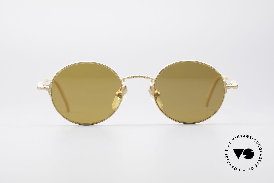 Jean Paul Gaultier 55-6109 Gold Plated Polarized Shades, GP: GOLD PLATED metal frame in small size 46-19, Made for Men and Women
